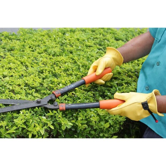 Women's Yellow Cowhide Garden Leather Gloves for Construction Utility Chainsaw - Picture 8 of 8